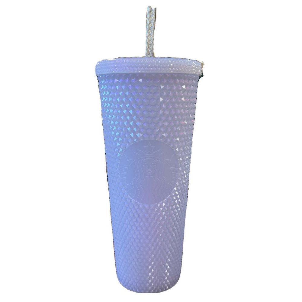 🤍NEW Starbucks Iridescent Icy Lilac White Holiday Studded Tumbler 24 oz